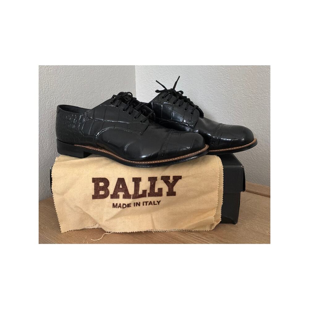 NEW Stacy Adams Madison Black Croc Embossed Oxford 8.5 EE Dress Shoes